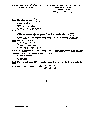 Đề thi học sinh giỏi cấp huyện năm học 2008 - 2009 môn thi Toán 8